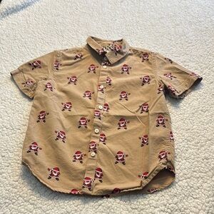 Denim & Flower Festive Santa Tan Shirt